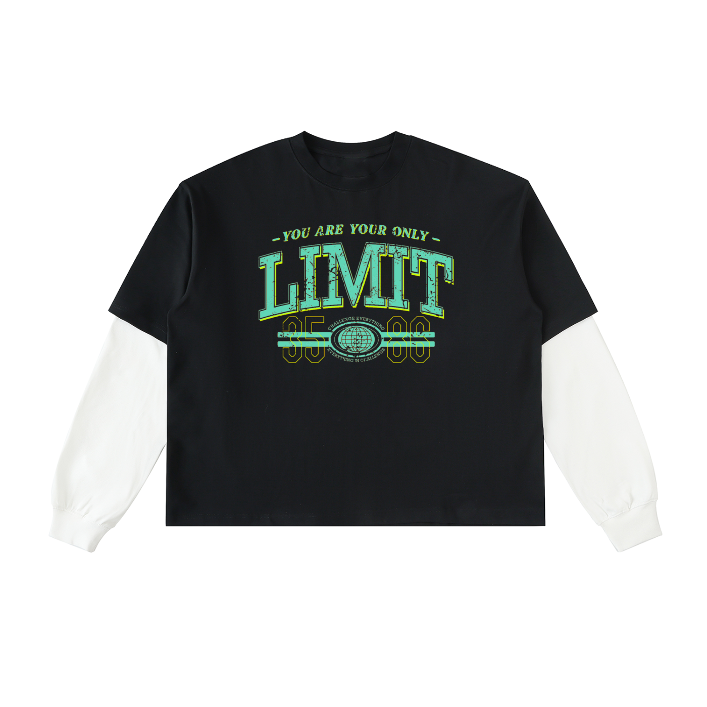 Layered Contrast Sleeve Cotton T-Shirt