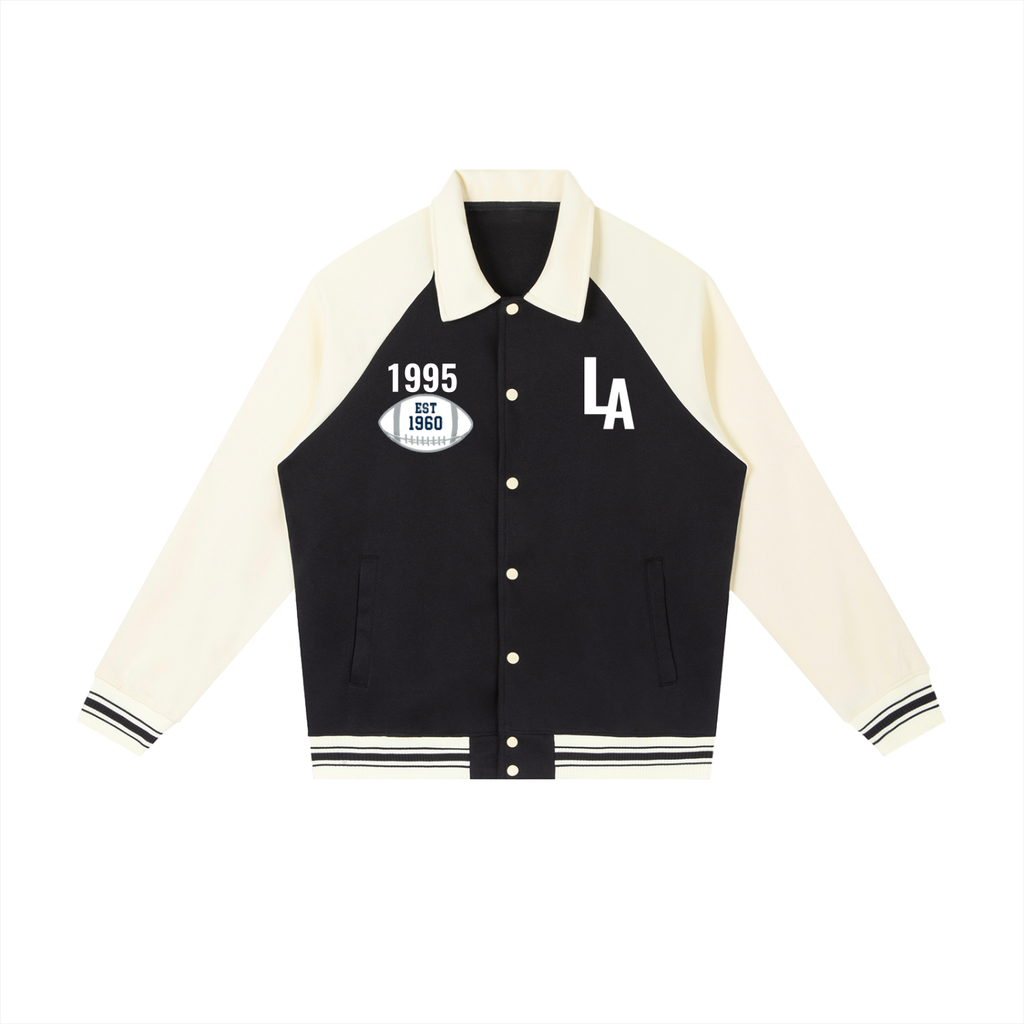 Contrast Raglan Sleeve Baseball Jacket